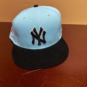 New Era Mens Black Blue New York Yankees 59 Fifty Baseball Fitted Hat Size 7 3/4